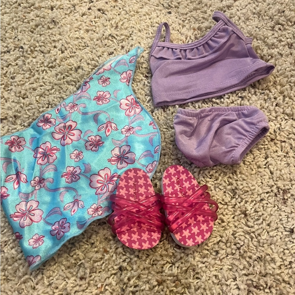 Purple Tankini and sarong  Doll Outfit Set